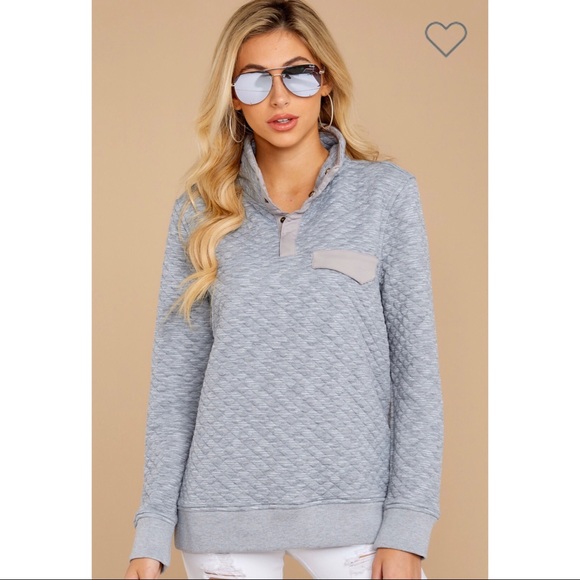 Quinn Quilted Pocket Pullover - H.Gray - Picture 2 of 7